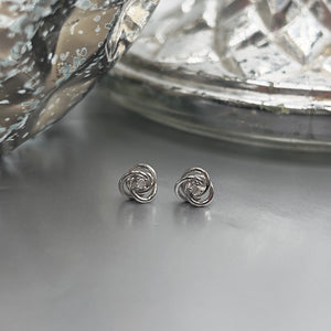 9ct White Gold Diamond Knot Earrings