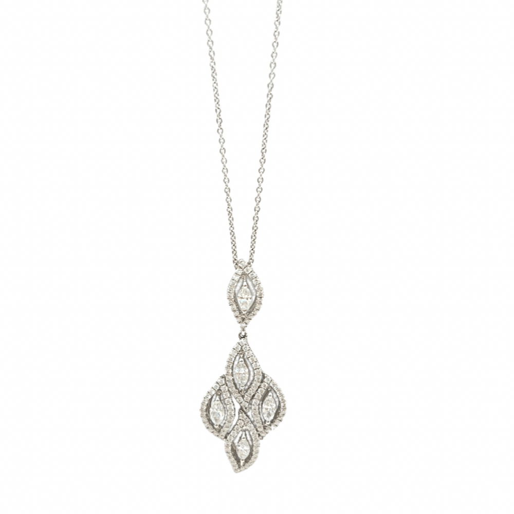 18ct White Gold, Fancy Diamond Pendant and Chain - Maudes The Jewellers