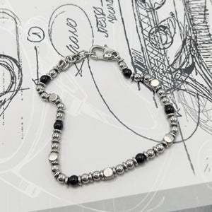 Unique & Co | Stainless Steel Bracelet with Onyx Beads