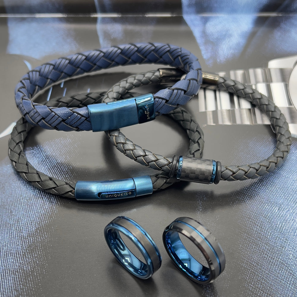 Unique & Co | Antique Blue Leather Bracelet - Maudes The Jewellers