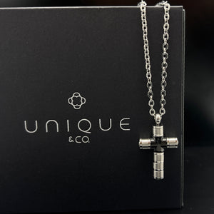 
            
                Load image into Gallery viewer, Unique &amp;amp; Co | Stainless Steel Cross Pendant and Chain
            
        