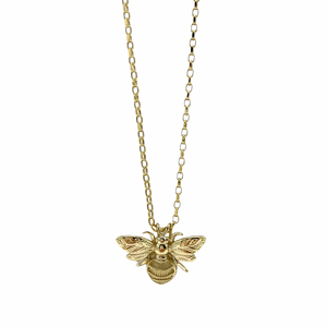 The Bee Collection 9ct Gold Bee Pendant on a 9ct Diamond Cut Belcher Chain 18” - Maudes The Jewellers
