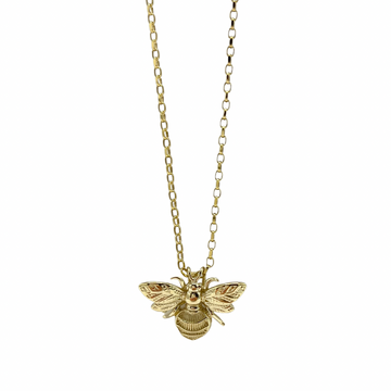 The Bee Collection 9ct Gold Bee Pendant on a 9ct Diamond Cut Belcher Chain 18”
