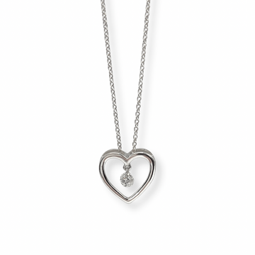 9ct White Gold Diamond Heart Necklace