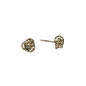 9ct Yellow Gold Diamond Knot Earrings