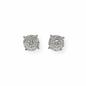 9ct White Gold Diamond Stud Earrings