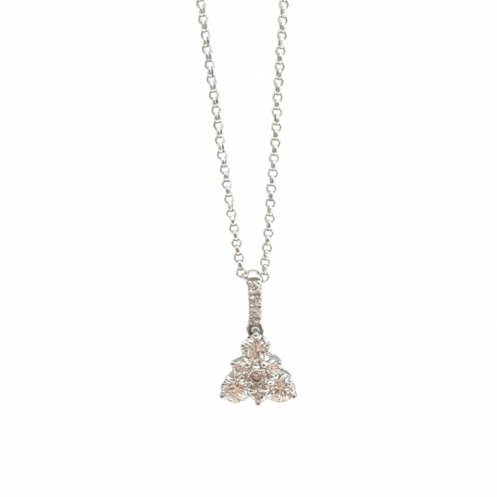 18ct White Gold Diamond Pendant And Chain. - Maudes The Jewellers