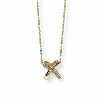 9ct Yellow Gold and Diamond Kiss Necklace
