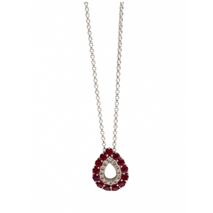 9ct White Gold, Ruby and Diamond Pendant and Chain - Maudes The Jewellers