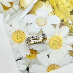 9ct White and Yellow Gold Diamond Crossover Ring