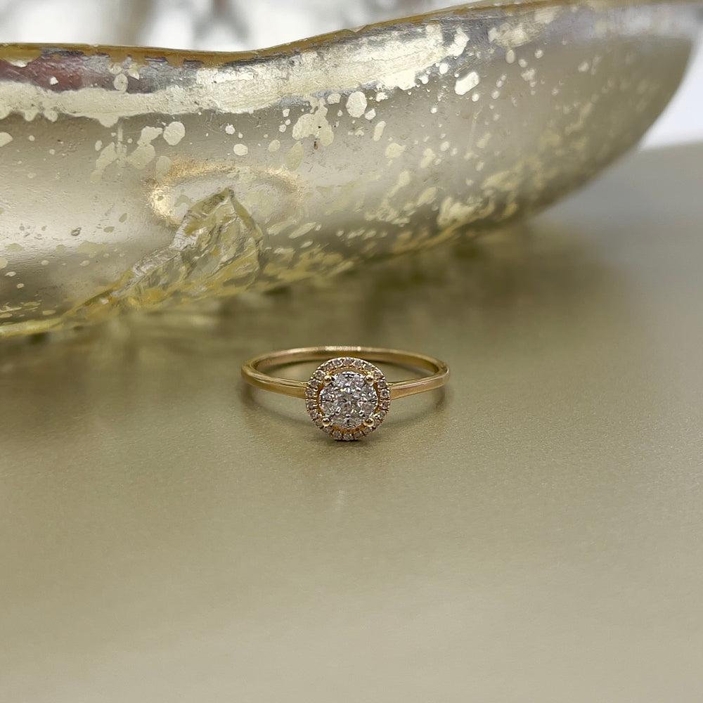 
            
                Load image into Gallery viewer, 9ct Yellow Gold Diamond Halo Engagement Ring
            
        