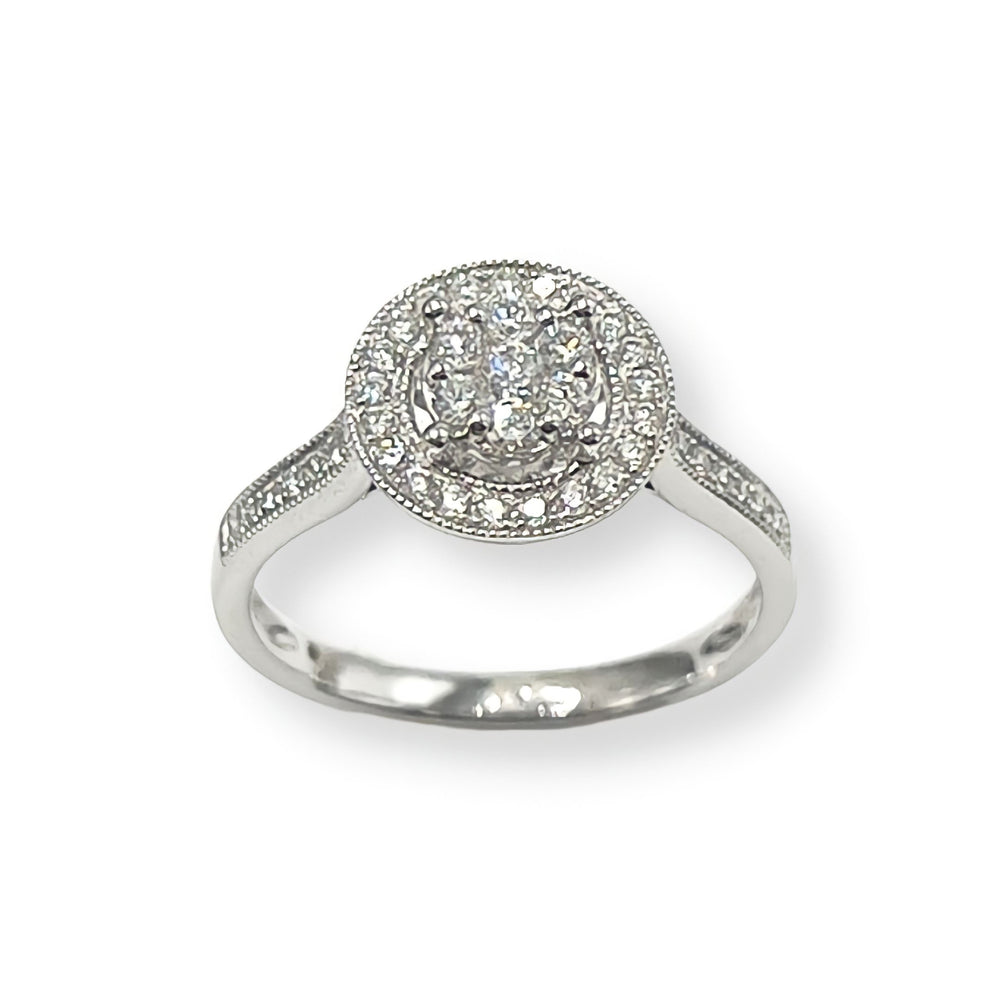 18ct White Gold Diamond Halo Eternity Ring