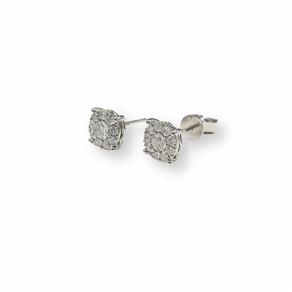 9ct White Gold Diamond Stud Earrings