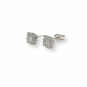 9ct White Gold Diamond Stud Earrings